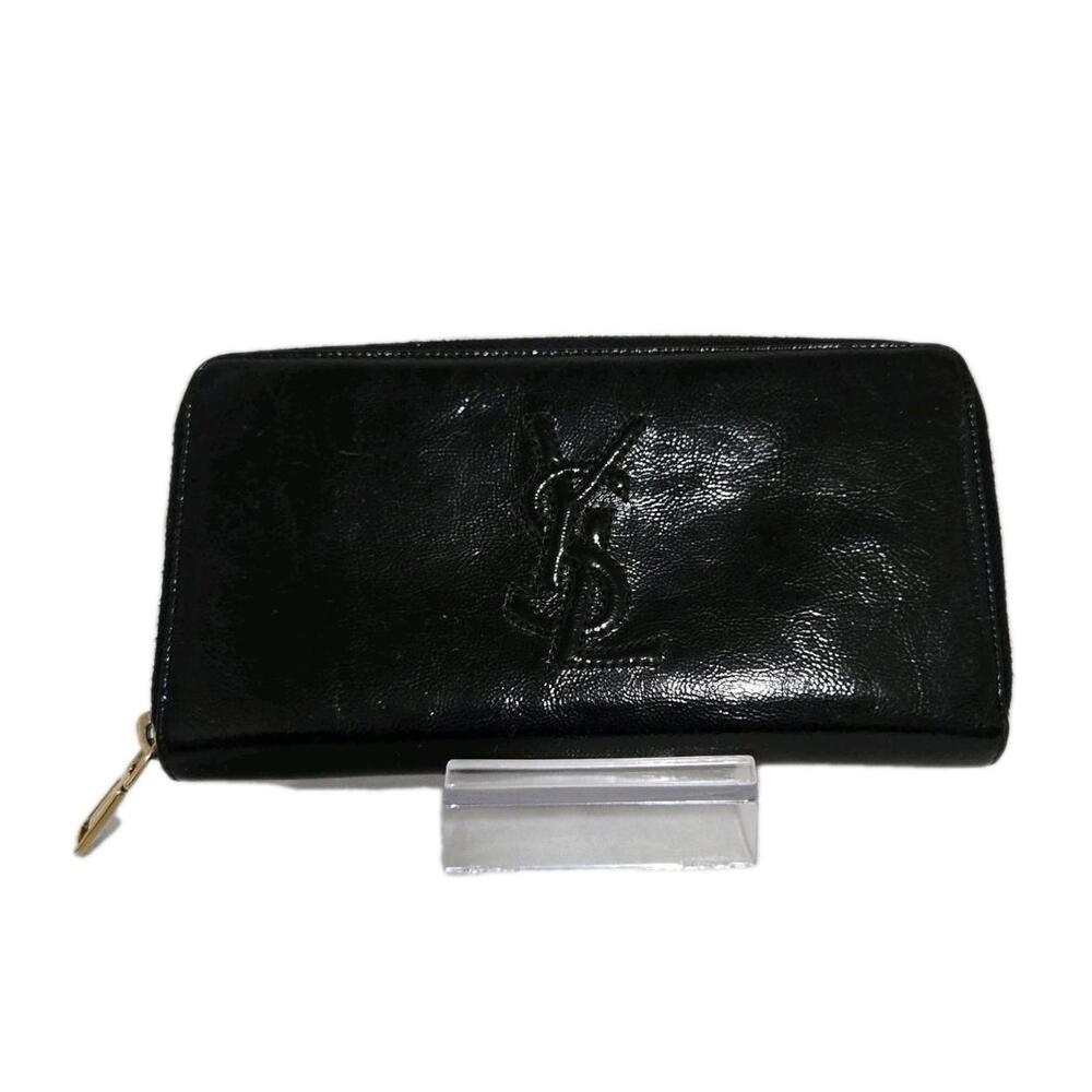 YSL Long Wallet Black Embossed Patent Leather
